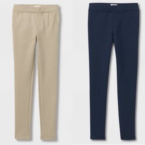 2 School Uniform Ponte Jeggings in Khaki and Navy